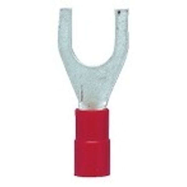 Fork crimp cable shoe, insulated, red, 0.5-1.0mmý, M6 image 1