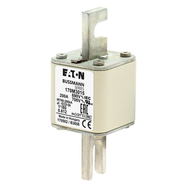 Fuse-link, high speed, 200 A, AC 690 V, compact DIN 1, 45 x 45 x 104 mm, aR, DIN, IEC, single indicator image 2