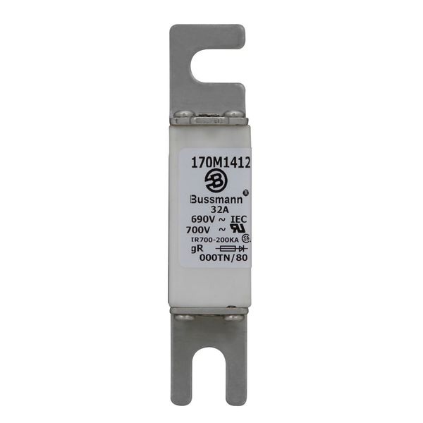 Fuse-link, high speed, 32 A, AC 690 V, DIN 000, gR, DIN, IEC, single indicator, live gripping lugs image 9