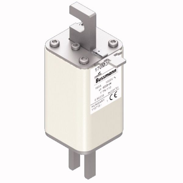 Fuse-link, high speed, 160 A, AC 1000 V, compact DIN 1, 43 x 61 x 138 mm, aR, DIN, IEC, single indicator image 3