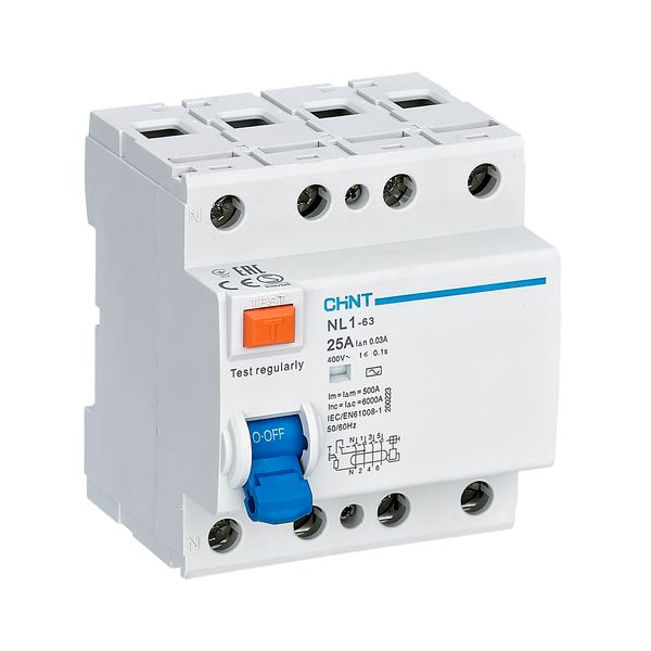 RCD 4P 25A 30mA class A 6kA (NL1-4-25-30A) image 1