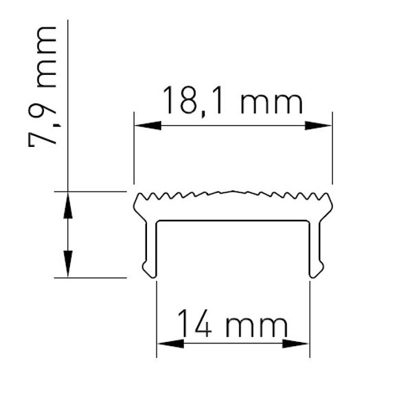 PMMA cover LB narrow beam L-2000mm W-18,1mm H-7,9mm image 2