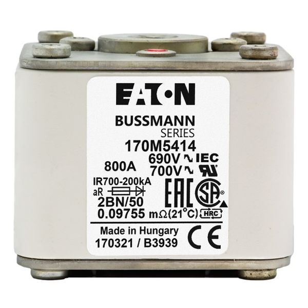 Fuse-link, high speed, 350 A, AC 1250 V, size 2, 61 x 77 x 81 mm, aR, IEC, UL, single indicator image 3