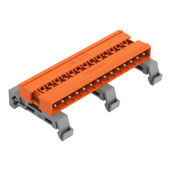 Double pin header DIN-35 rail mounting 14-pole orange image 1