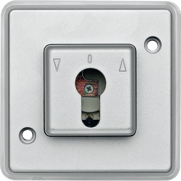 Push-btn DIN cylinder key switch insrt f. roller shut.s, aluminium, Anti-Vanda. image 1