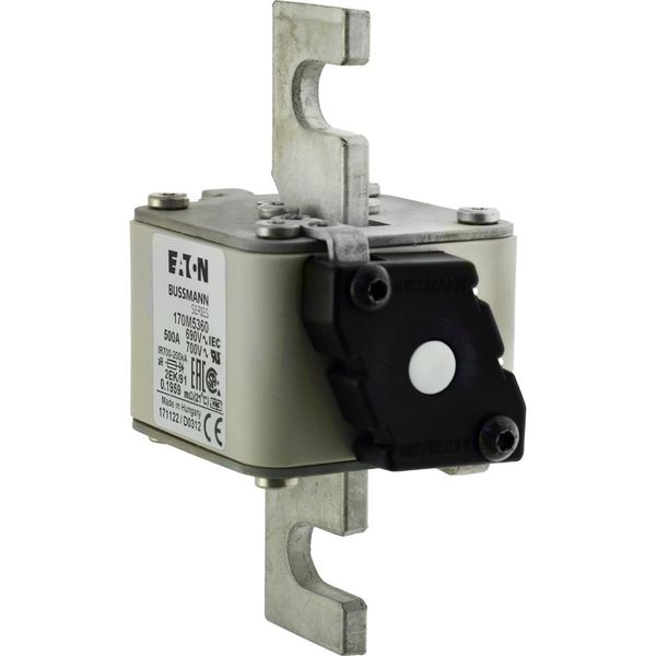 Fuse-link, high speed, 500 A, AC 690 V, size 2, 61 x 77 x 126 mm, aR, IEC, UL, single indicator image 6