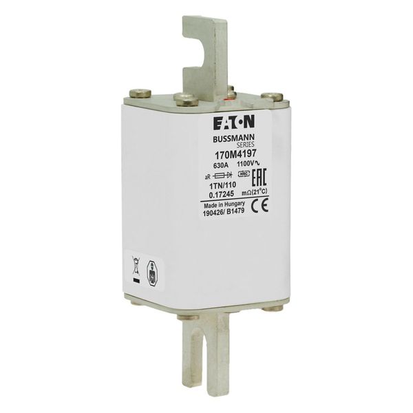 Fuse-link, high speed, 630 A, AC 1100 V, size 1, 53 x 66 x 138 mm, aR, DIN, IEC, single indicator image 9