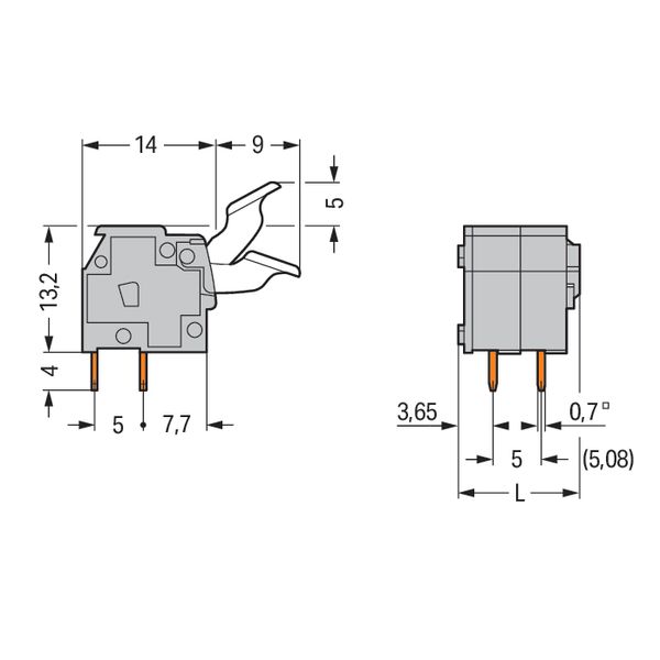 PCB terminal block finger-operated levers 2.5 mm² gray image 5