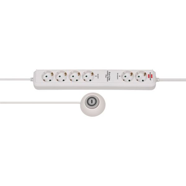 Eco-Line Comfort Switch Plus EL CSP 24 extension lead 6-way white 1.5m H05VV-F 3G1.5 2 permanent, 4 switchable foot switch with control light image 1