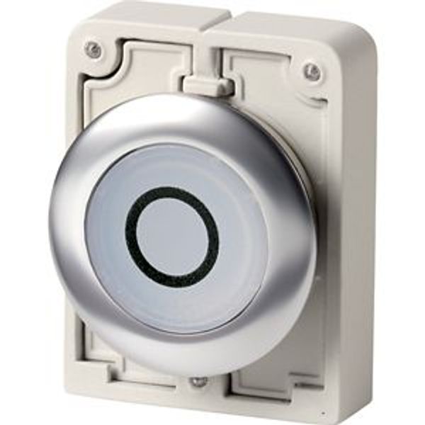 Illuminated pushbutton actuator, RMQ-Titan, flat, momentary, White, inscribed 0, Front ring stainless steel image 2
