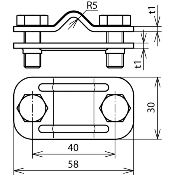 UNI disconnecting clamp, St/tZn for Rd 8-10/Fl 30mm image 2