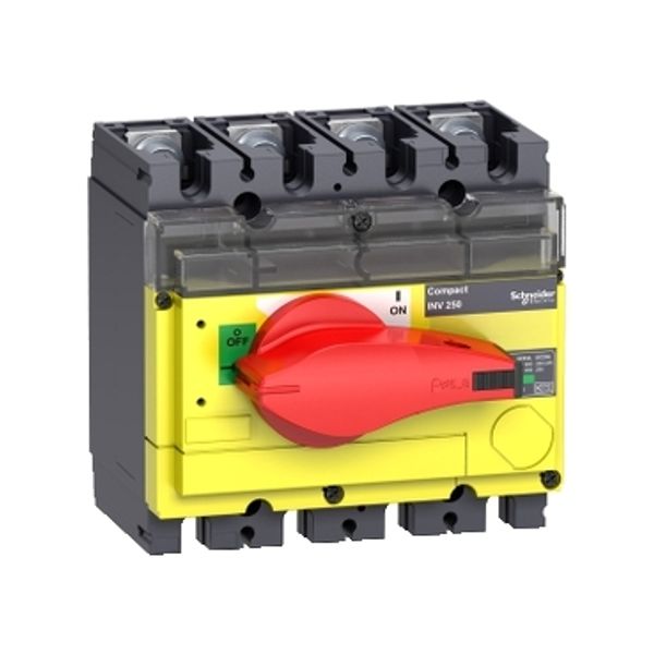 switch disconnector, Compact INV250, visible break, 250 A, with red rotary handle and yellow front, 4 poles image 3