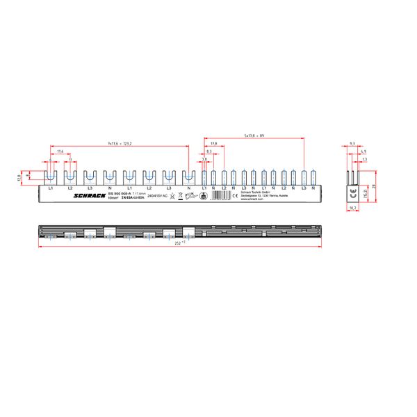 Busbar, 1xRCCB 4-pole, 1 MCB 3+N, 6 MCB 1+N/1 MW, 14MW image 11