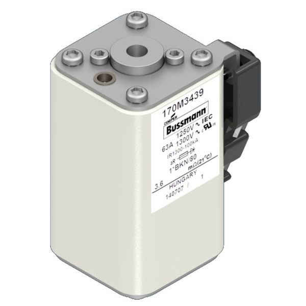 Fuse-link, high speed, 63 A, AC 1250 V, compact size 1, 45 x 59 x 81 mm, aR, IEC, UL, type K indicator, flush end, M8 image 12