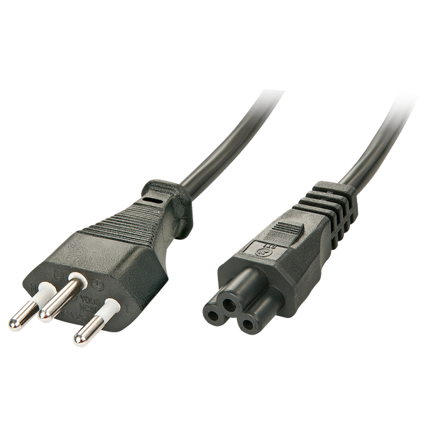 2m CH to C5 Mains Cable Swiss Mains Plug to IEC C5 Connector image 1