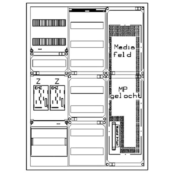 Z„hlerverteiler 2xZF, eHZ, H=1100 B=800 T=210mm, 1xVF, MF image 1