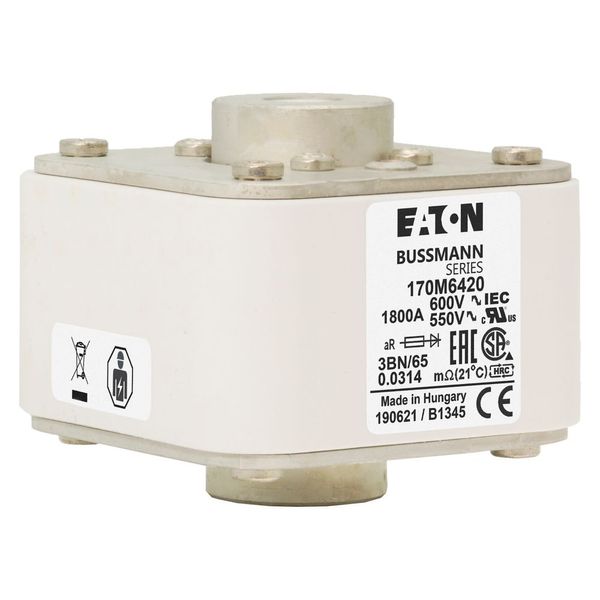 Fuse-link, high speed, 1800 A, AC 600 V, size 3, 76 x 92 x 53 mm, aR, IEC, UL, single indicator image 23