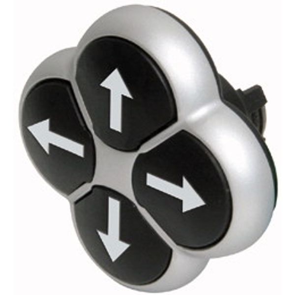 Position pushbutton, RMQ-Titan, Actuators non-flush, momentary, 4-fold, opposing pushbuttons mechanically interlocked, Bezel: titanium, arrow up image 1