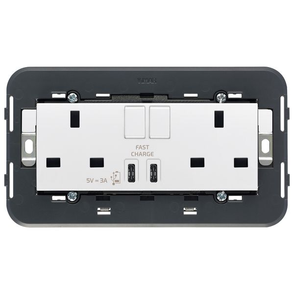 2 2P+E13ABS socket+switch+C/C-USB white image 1