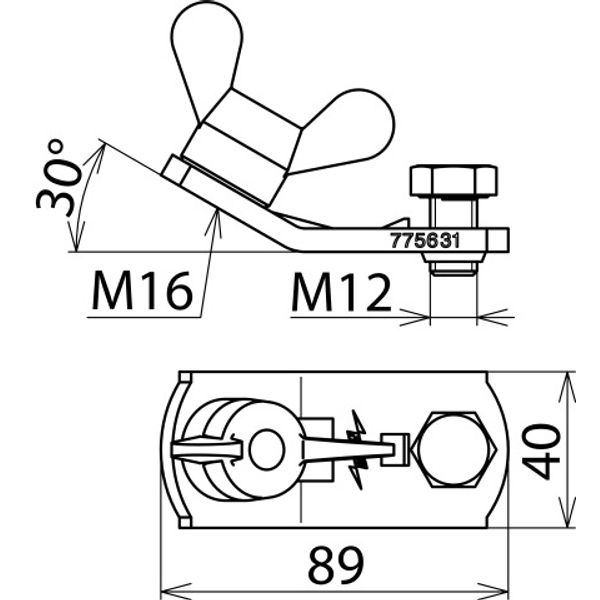 Earth connector with wing nut M16 for connecting element PK1 16-150mm² image 2