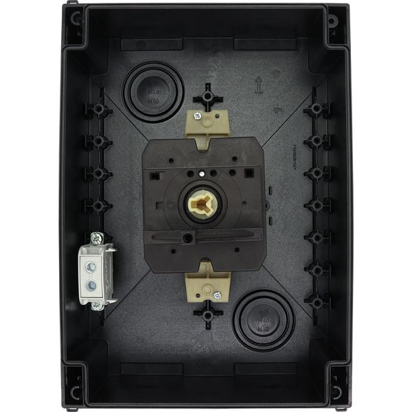 Main switch, T5, 100 A, surface mounting, 4 contact unit(s), 6 pole, 1 N/O, 1 N/C, STOP function, With black rotary handle and locking ring, Lockable image 52