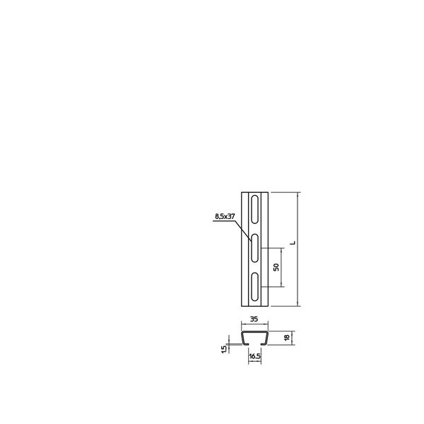 AML3518P2000FS Profile rail perforated, slot 16.5mm 2000x35x18 image 2