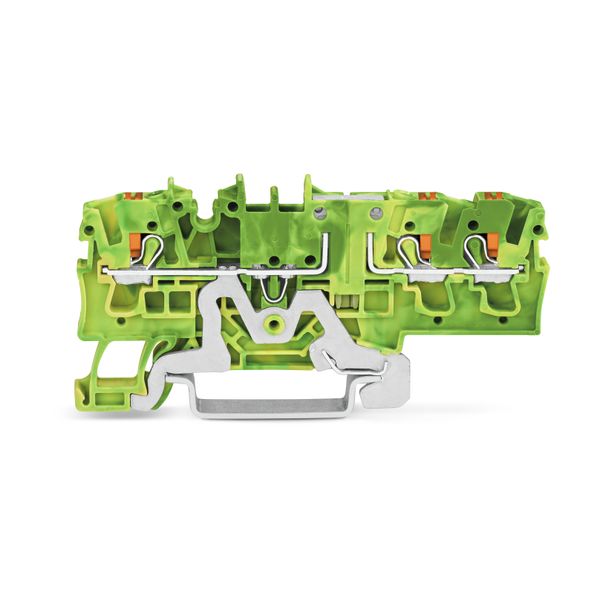 3-conductor ground terminal block with push-button 2.5 mm² green-yello image 1
