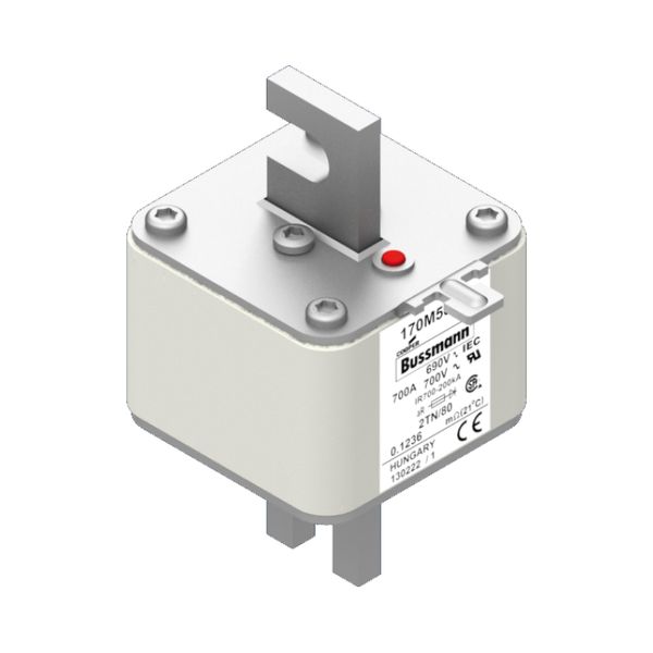 Fuse-link, high speed, 700 A, AC 690 V, DIN 2, 61 x 75 x 108 mm, aR, DIN, IEC, single indicator image 9