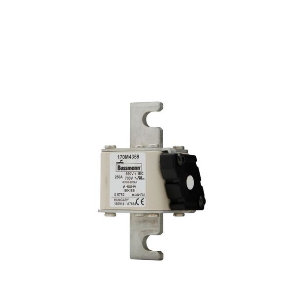 Fuse-link, high speed, 250 A, AC 690 V, size 1, 53 x 69 x 111 mm, aR, IEC, type K indicator image 6