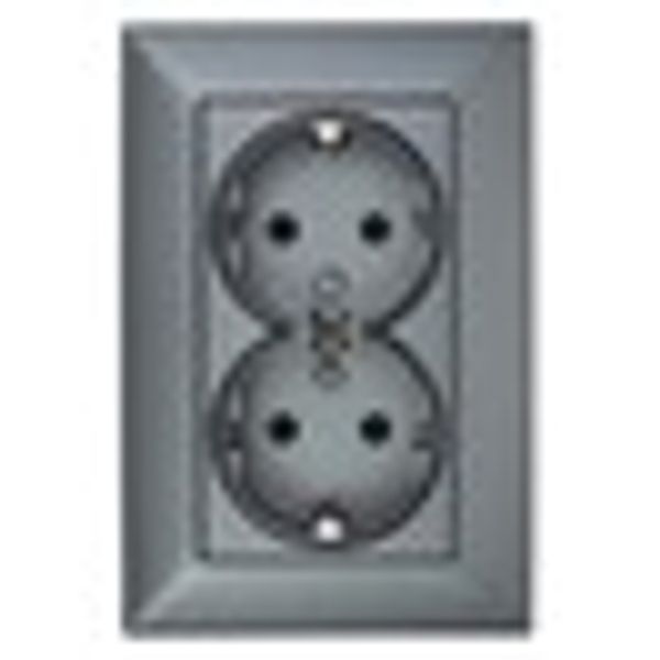 Compact socket outlet, anthracite, screw clamps image 2