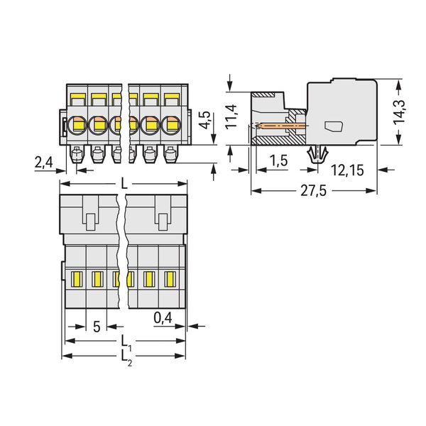 1-conductor male connector CAGE CLAMP® 2.5 mm² light gray image 2