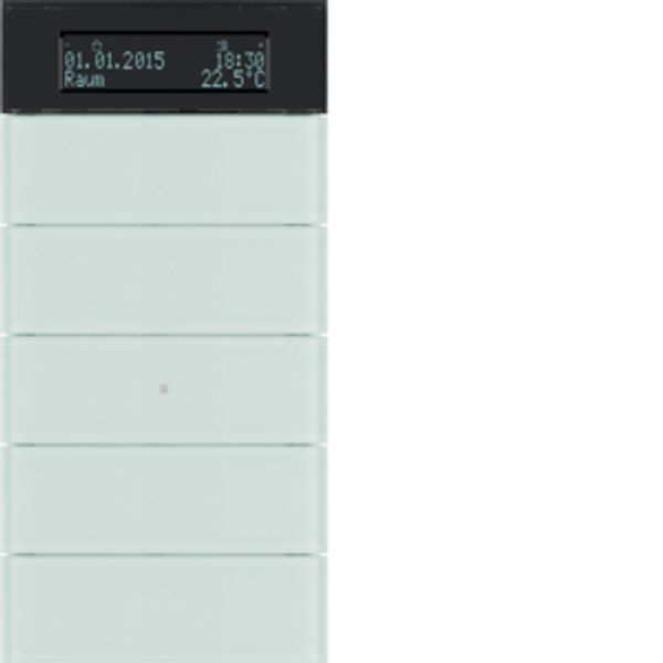B.IQ push-button 5gang thermostat, display, KNX - B.IQ, glass p. white image 1