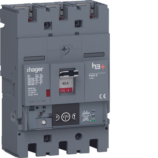 Moulded Case Circuit Breaker h3+ P250 Energy 3P3D 40A 70kA FTC image 1