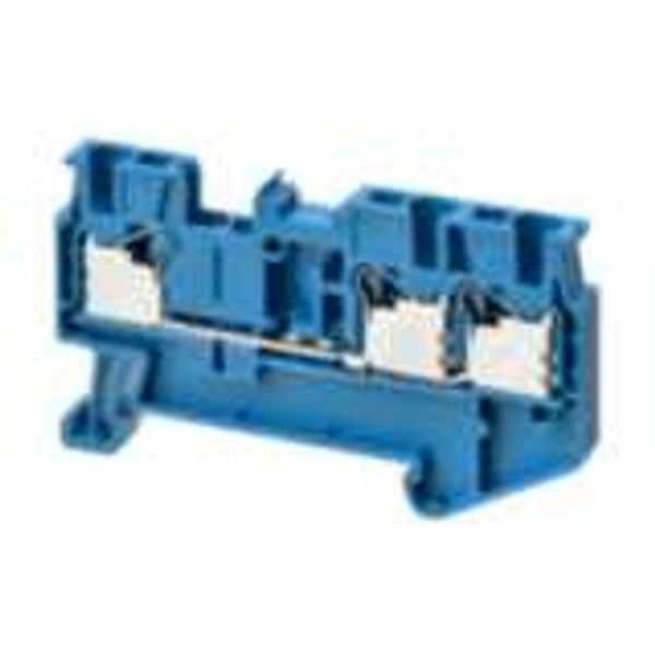 Multi conductor feed-through DIN rail terminal block with 3 push-in pl image 2