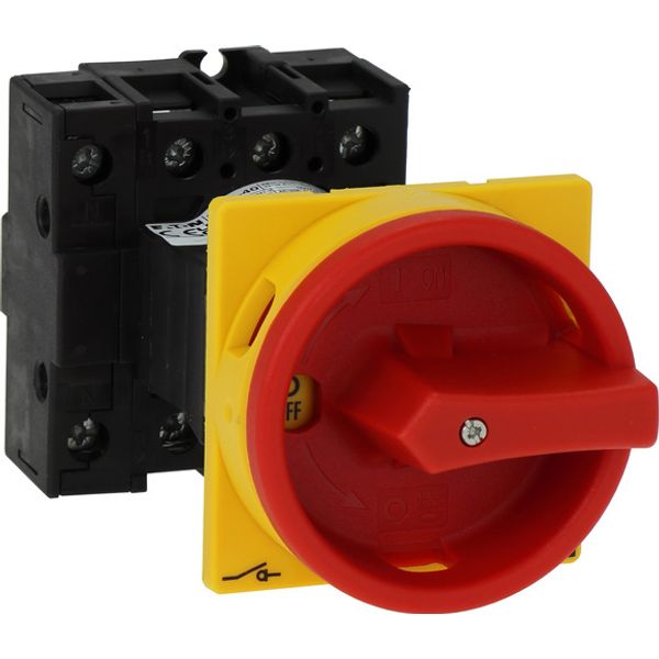 Main switch, P1, 40 A, rear mounting, 3 pole + N, Emergency switching off function, With red rotary handle and yellow locking ring, Lockable in the 0 image 2