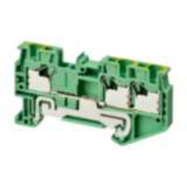 Ground multi conductor DIN rail terminal block with 3 push-in plus con image 1