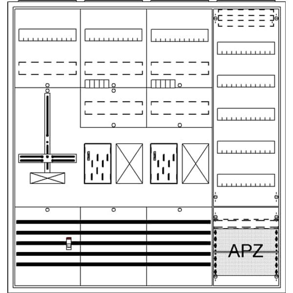 BA47FH Meter board, Field width: 4, Rows: 57, 1100 mm x 1050 mm x 215 mm, Isolated (Class II), IP31 image 25