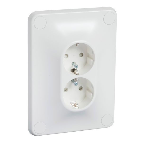 Robust - double socket outlet - 2P + E - flush - screw - 16A - 250V - white image 3