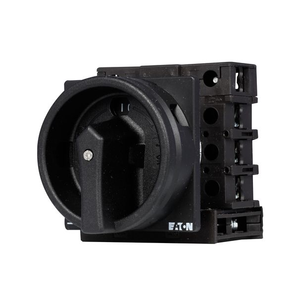 Main switch, P1, 25 A, flush mounting, 3 pole + N, 1 N/O, 1 N/C, STOP function, With black rotary handle and locking ring, Lockable in the 0 (Off) pos image 3