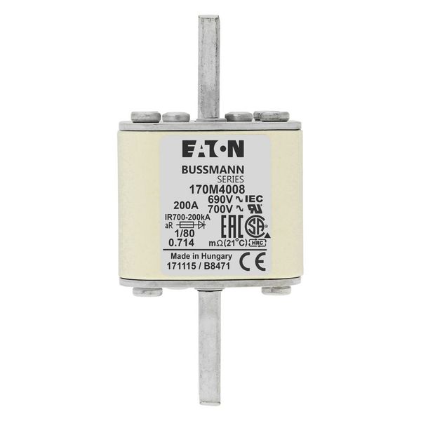 Fuse-link, high speed, 200 A, AC 690 V, DIN 1, 53 x 53 x 108 mm, aR, DIN, IEC, single indicator image 8