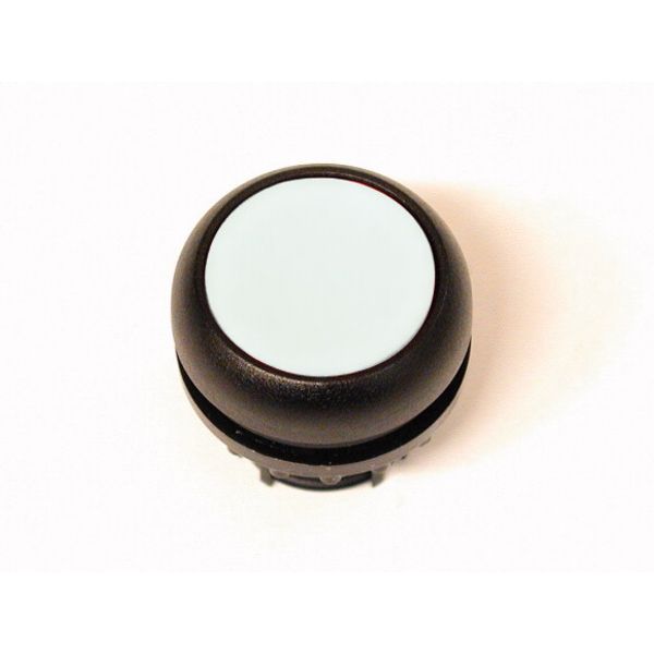 Pushbutton, RMQ-Titan, Flat, maintained, White, Blank, Bezel: black image 1