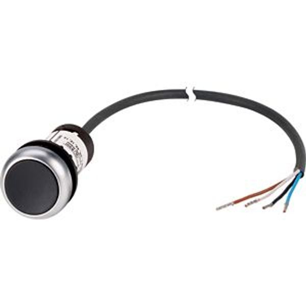 Pushbutton, classic, flat, maintained, 1 N/C, black, cable (black) with non-terminated end, 4 pole, 1 m image 5