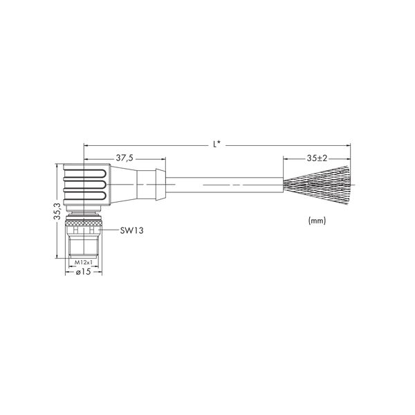 System bus cable M12B plug angled 5-pole yellow image 5