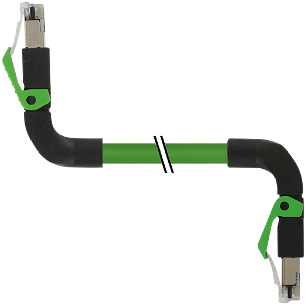 RJ45 90° up/RJ45 90° down PUR 1x4xAWG22 shielded gn+dragch 0.25m image 1