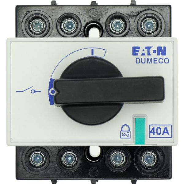 Switch-disconnector, DMM, 40 A, 4 pole, With black rotary handle and drive shaft, Vertical connection image 3