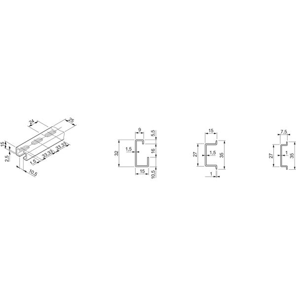 Vertical aluminium rail, height 400mm. Packaging unit: 10 pieces. image 1