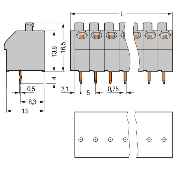 PCB terminal block push-button 1.5 mm² orange image 2