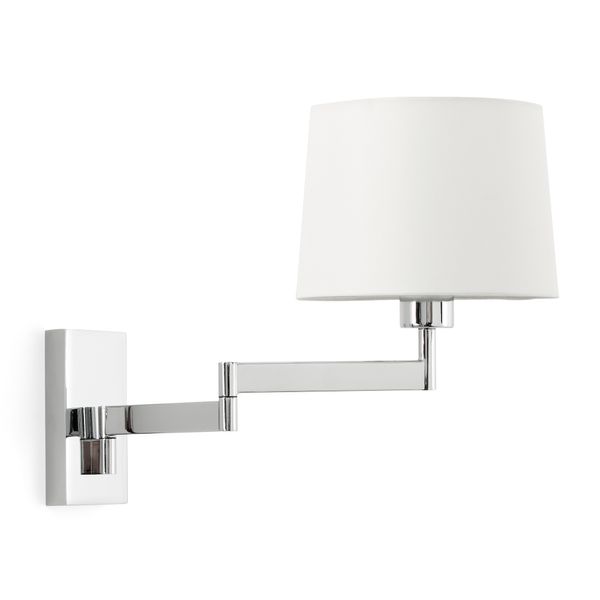 ARTIS ARTICULATED CHROME WALL LAMP WHITE LAMPSHADE image 2