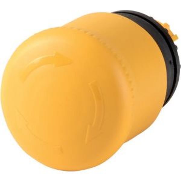 HALT/STOP-Button, RMQ-Titan, Mushroom-shaped, 38 mm, Non-illuminated, Turn-to-release function, yellow, yellow, RAL 9005 image 2