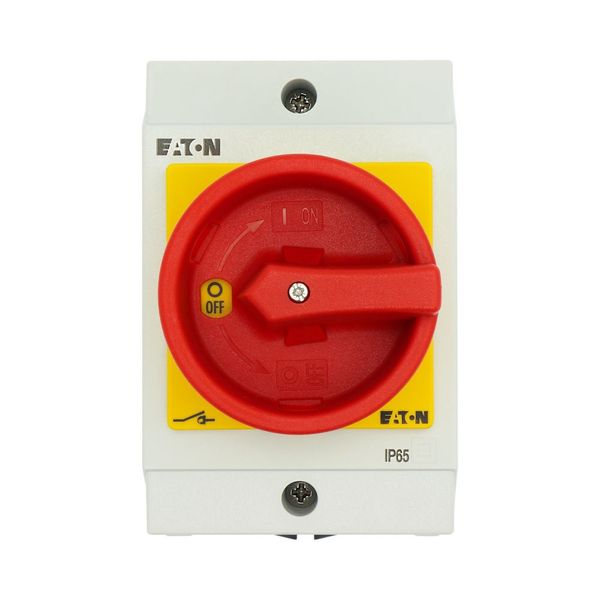 Main switch, P1, 32 A, surface mounting, 3 pole, Emergency switching off function, With red rotary handle and yellow locking ring image 19